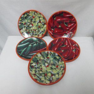 Royal Limited Jalapeno Avocado Pepper Mexican Snack Salad Dessert Plate Set 5